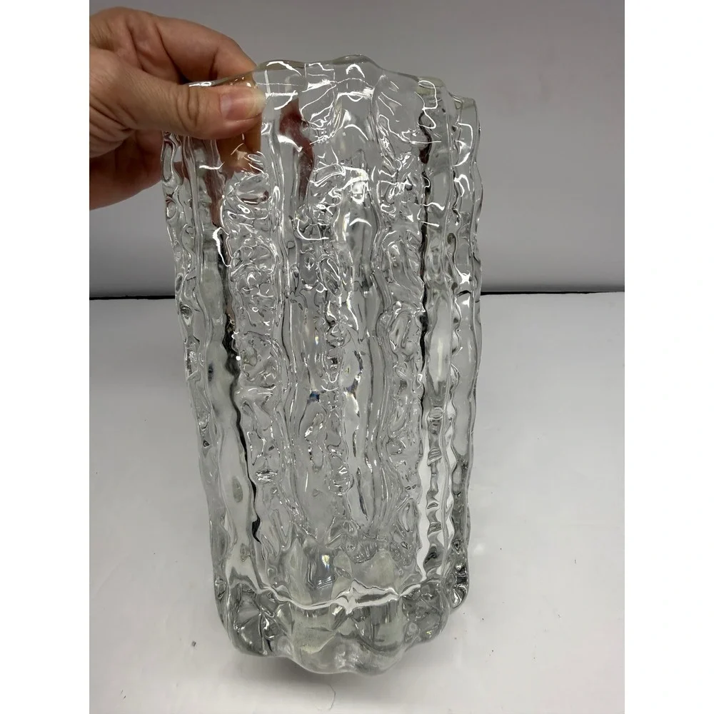 Mikasa Frostfire Crystal Vase 9.5 Inch WX058/625 Clear Textured Glass Japan